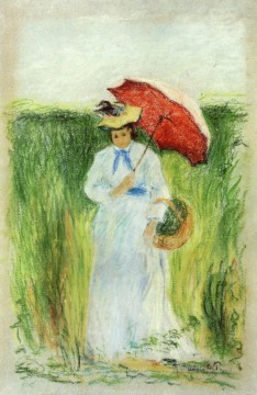 カミーユ・ピサロ Painting - 傘を持つ若い女性 カミーユ・ピサロ